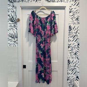 Lilly Pulitzer Ravyn MIDI Dress Size Large Oyster Bay Navy